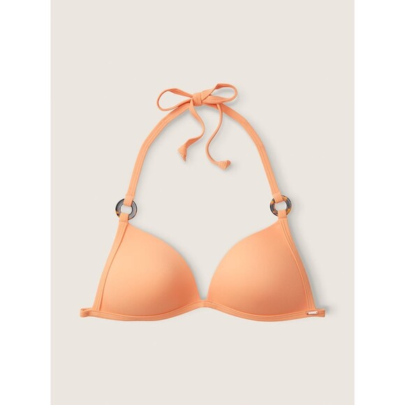 NWT PINK Victoria's Secret XL Coral Cream Bikini Push-up Top V Front Itsy Bottom - Picture 6 of 16